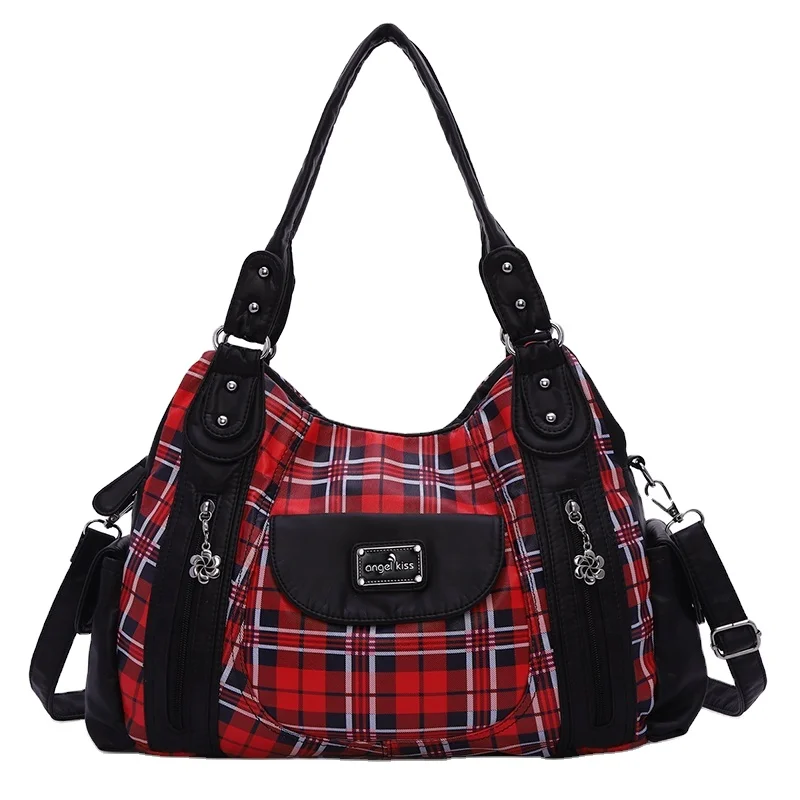 Женская клетчатая сумка на плечо Angel Kiss из искусственной