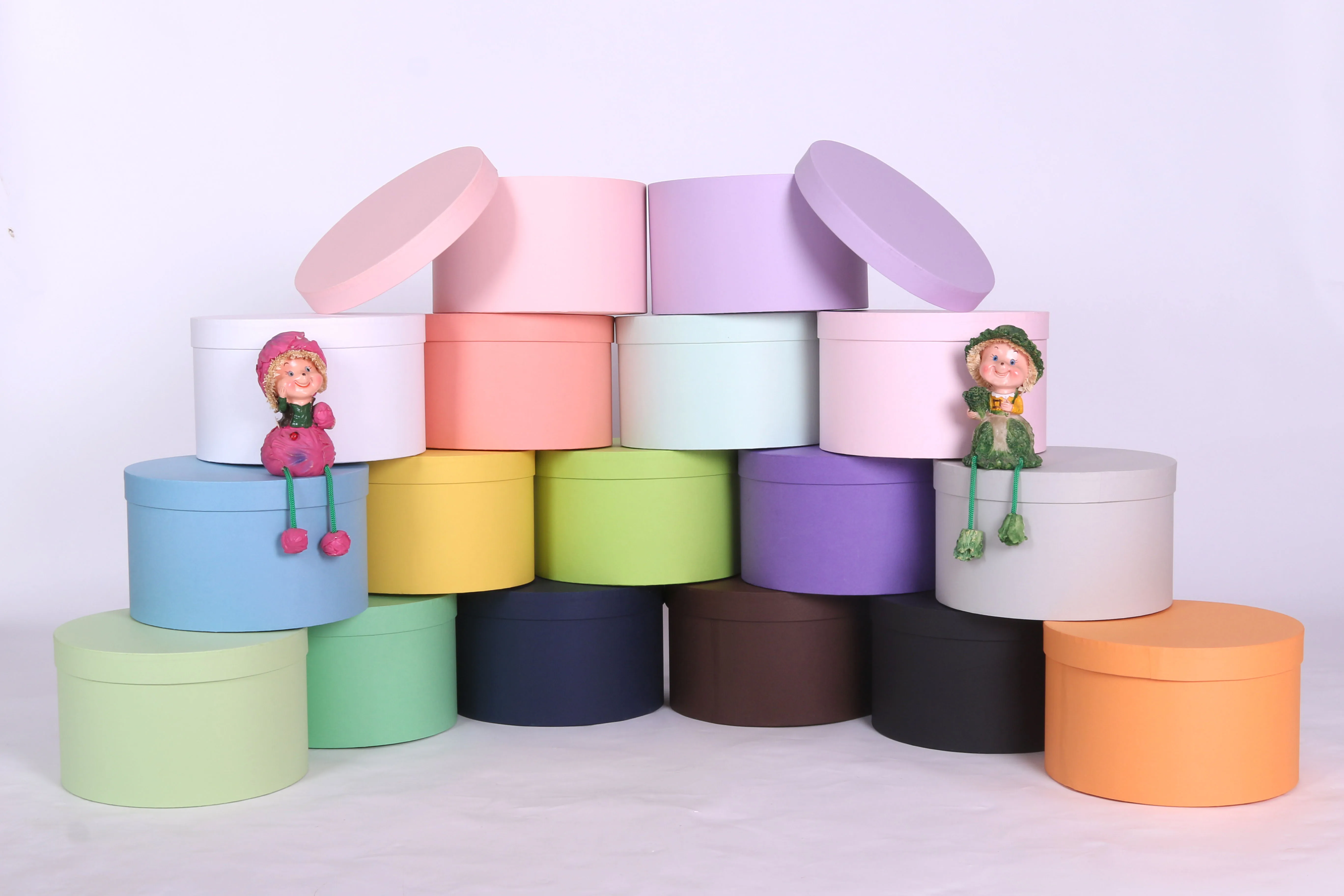 Wholesale Round Shape Gift Box Christmas Valentine Halloween Custom Flower Bouquet Boxes