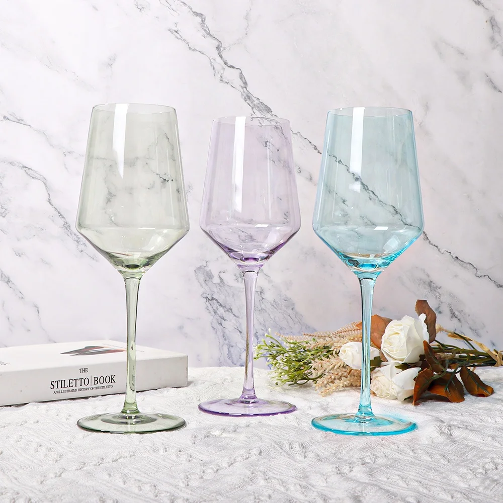 Telsen Pink Blue Purple Wedding Glassware Crystal Red Wine Glass
