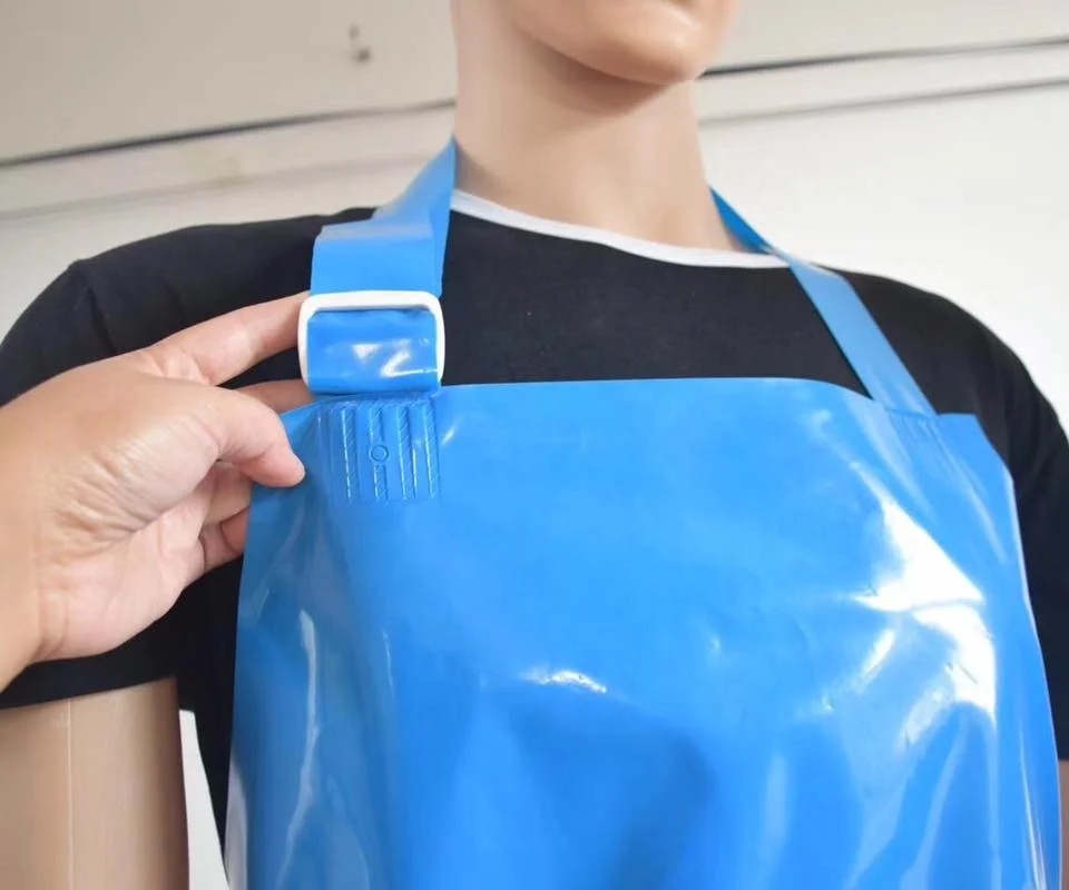 waterproof anti-fouling adjustable blue chemical chicken processing apron TPU apron