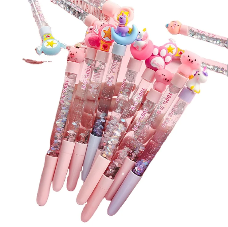 Best Quality Colorful Pink Fairy Stick Unisex Creative And Lovely Moon Unicorn Liquid Quicksand Plastic Student Gel Pen