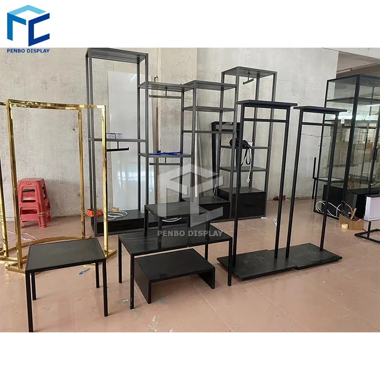 Fashion Clothes Shop Interior Design Women Bag Shoes Furniture Decoration Solution Garment Store Display Showcase Customized