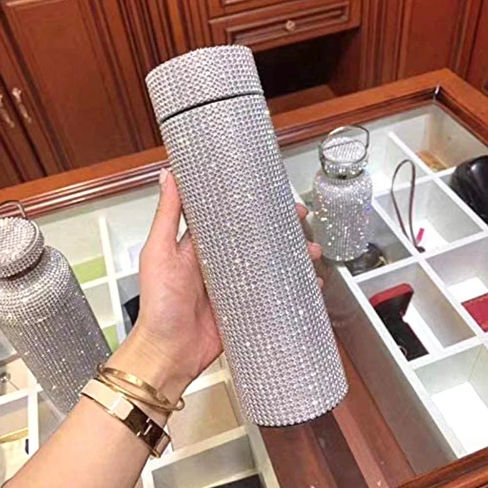 Нержавеющая сталь тушеная стакан украсила чашки Новый Bling бутылки для воды 500 мл термос чашка стаканы
