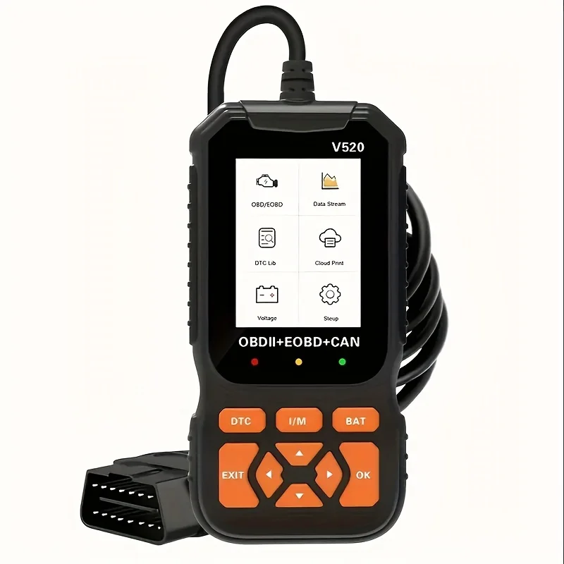 V520 полнофункциональный Автомобильный сканер OBD2 12 В Напряжение автомобиля диагностический инструмент с Elm327 и считывателем кода