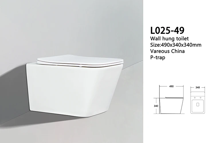 High Standard Ceramic Rimless Toilets Luxury Bathroom Wall Hung P-trap Toilet Hanging WC Toilet For Modern Bathroom