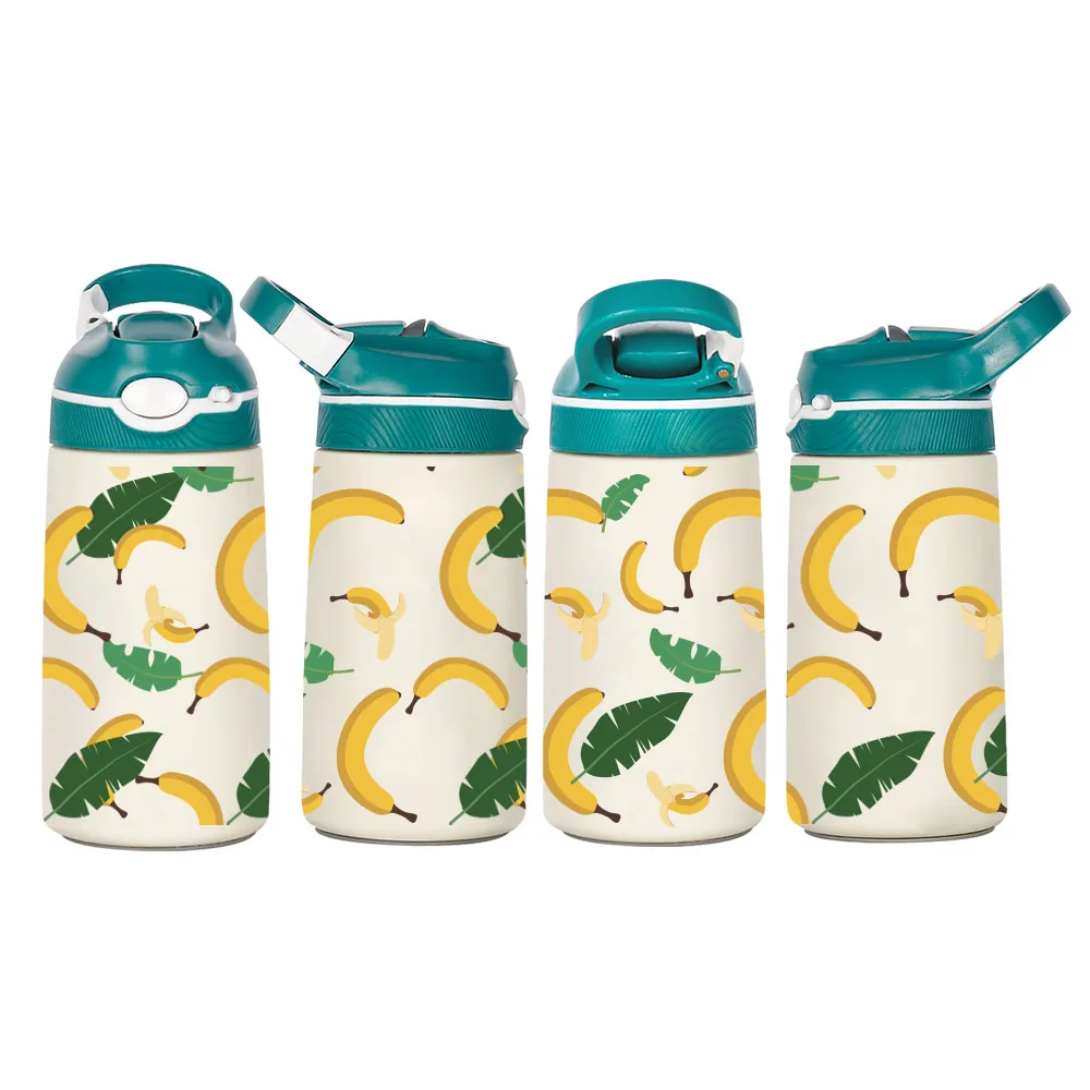 400ML Hot and Cold Kids Stainless Steel Water Bottle with Straw Insulated Flask Mugs Cute Customized Cartoon Child Water Bottle