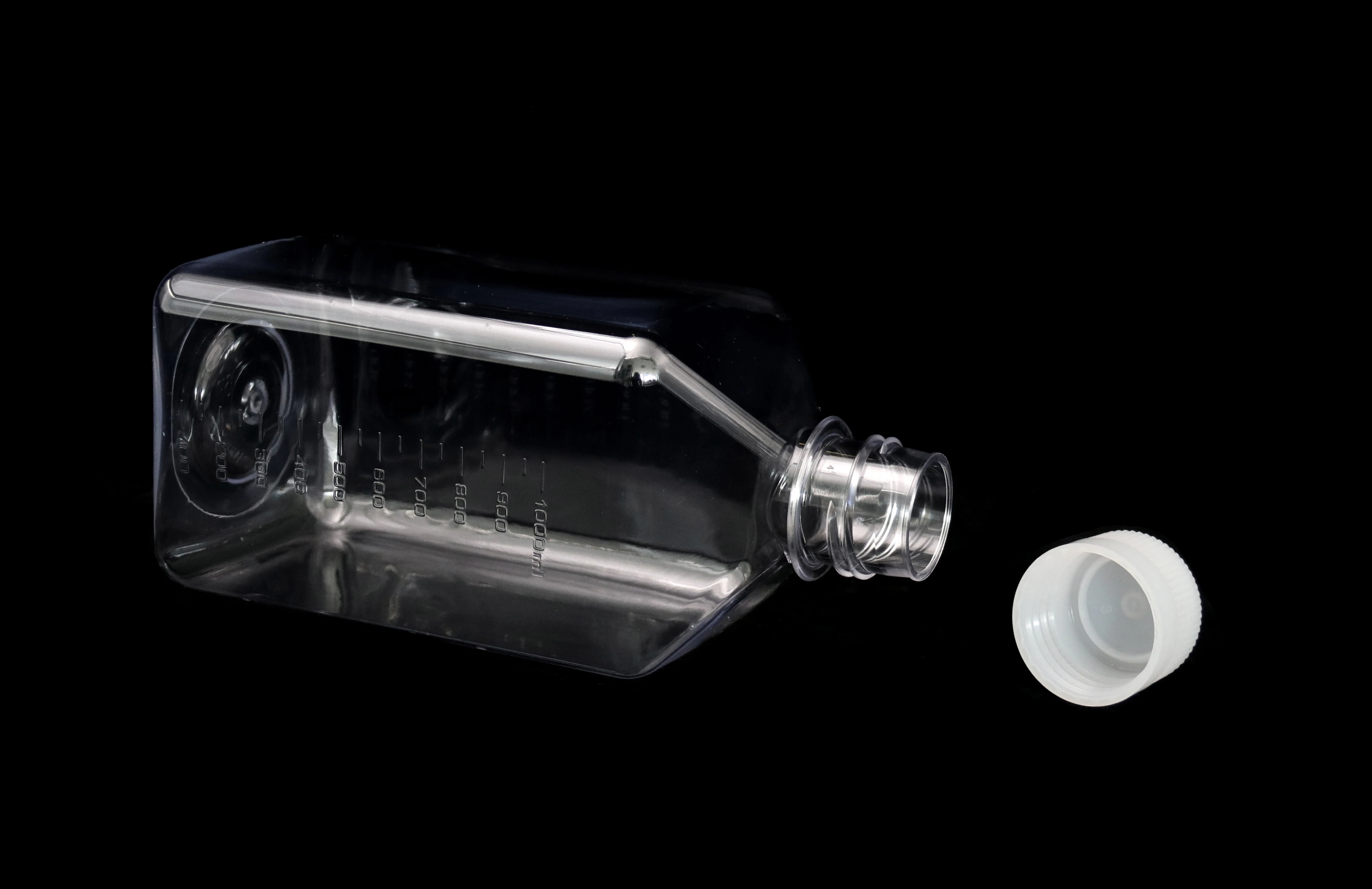 1000ml Lab Bottle Clear Square PET PETG Media Bottles Sterile Pharmaceutical Plastic Bottles used for Cell Culture