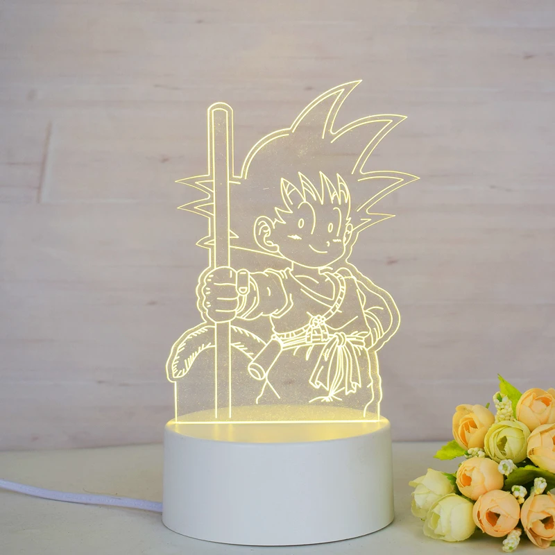 Japanese Anime Figurine Kids Cartoon Figures 3D Acrylic Night Lamp Table Bedroom Lighting for Kids Baby USB Cable