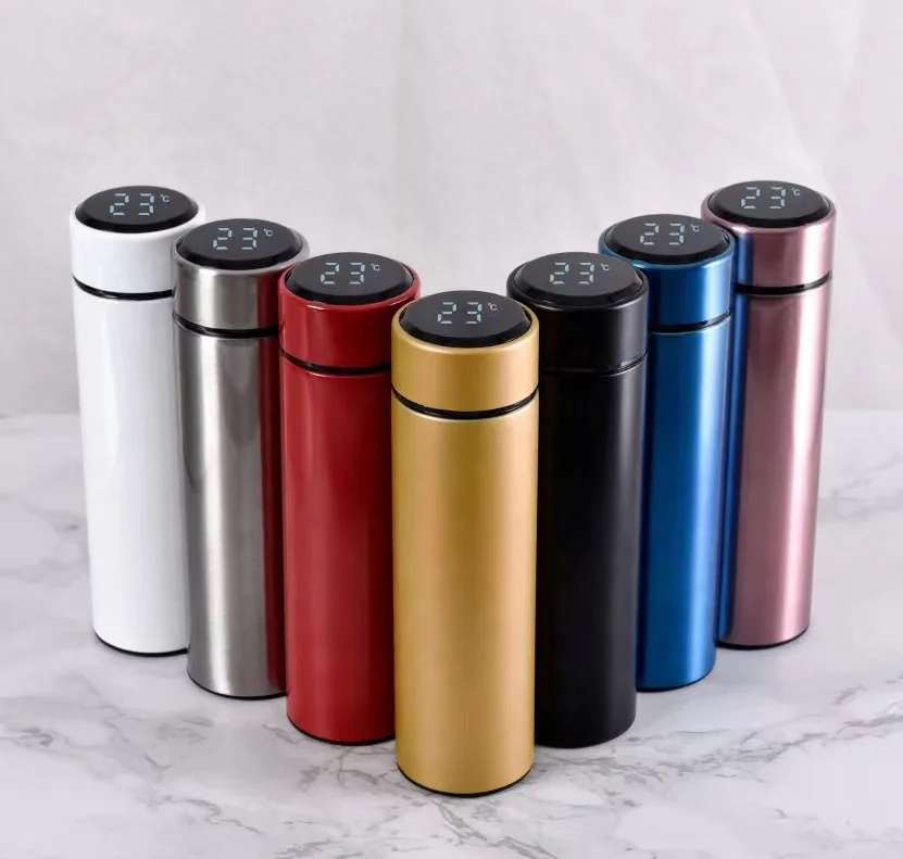 Smart Vacuum Flask Portable Double Wall Sealed Led Digital Display Smart Water Bottle 500ml 304 Stainless Steel Trend New