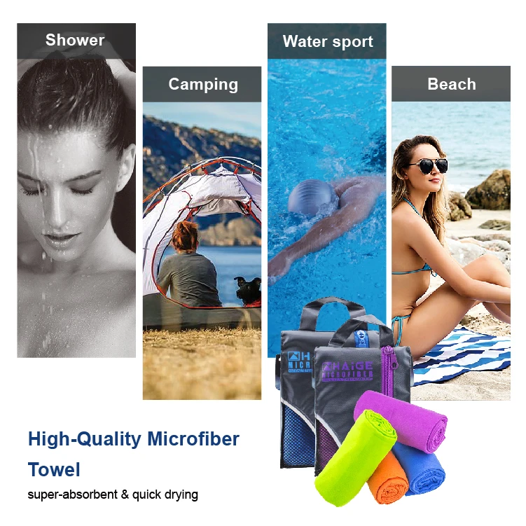 
Microfiber Fast Drying Super Absorbent Sport Towel With Mesh Bag for Camping 