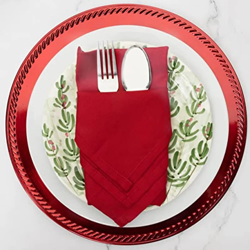 Elegant Printed Linen Table Napkin Versatile Cotton & Polyester Cloth Napkins for Wedding Party Dinner Decorations