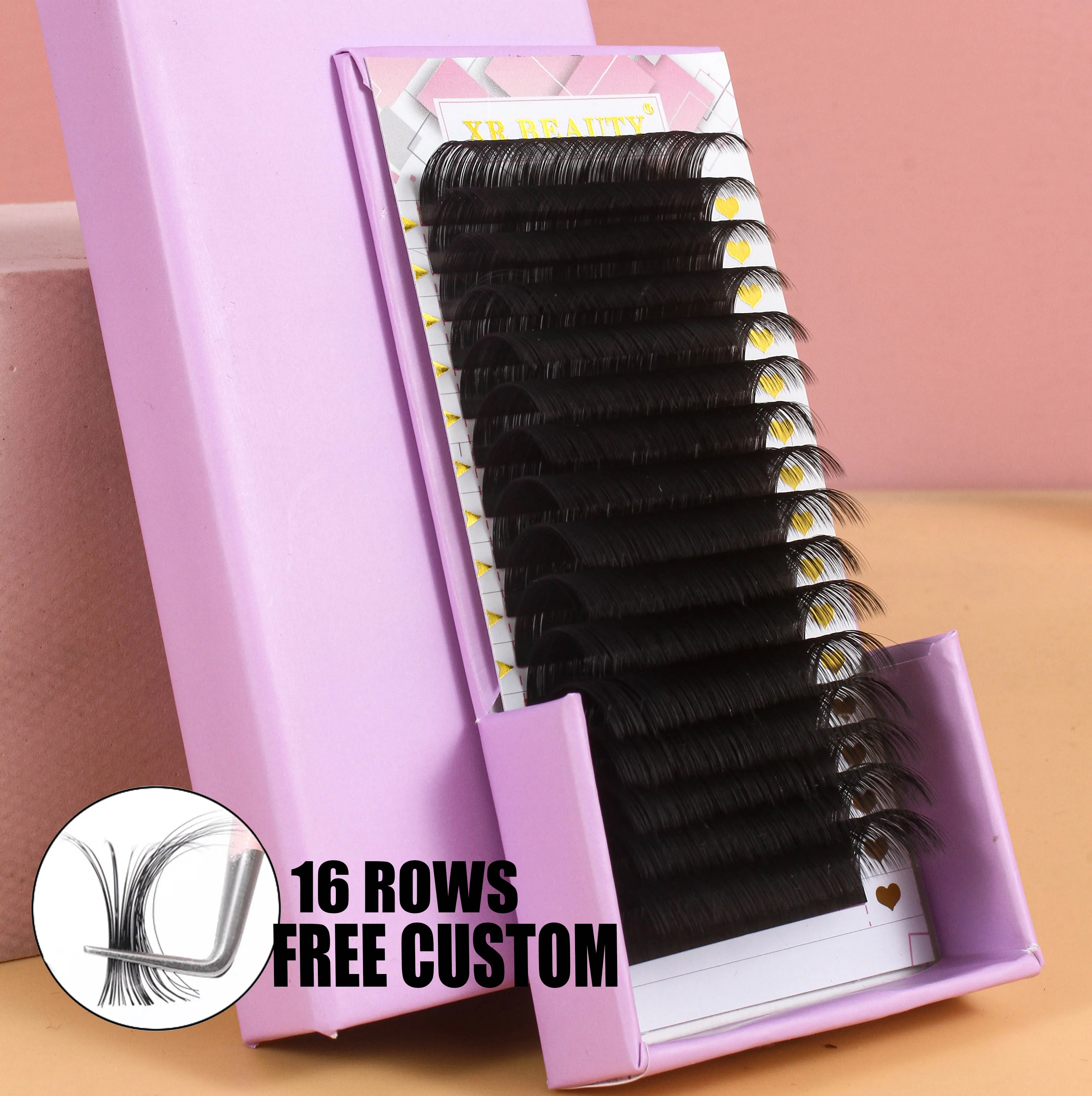 Wholesale 0.05 own brand eyelash extension lashes 12/16 rows s individual faux mink l wholesale extension