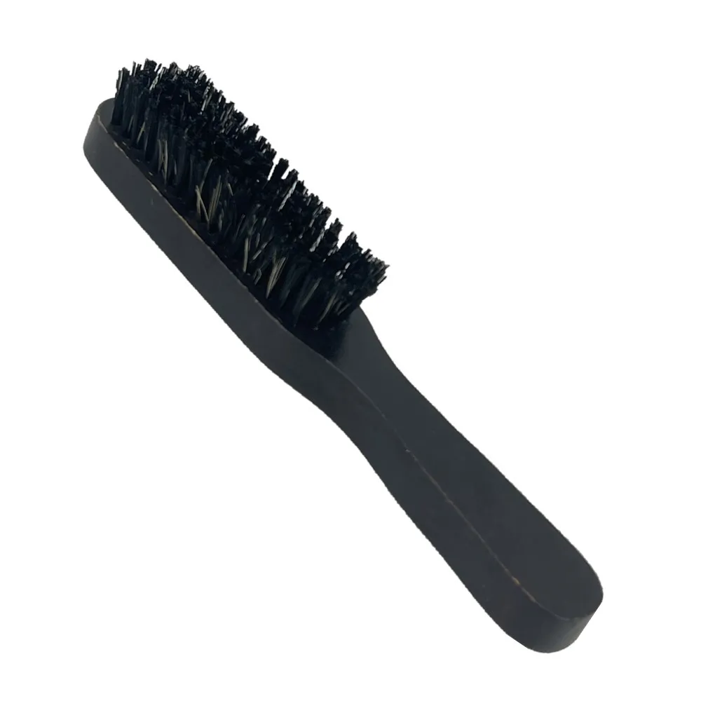 Mens bristle nylon beard brush long handle Black color one side comb daily clean beard styling brush