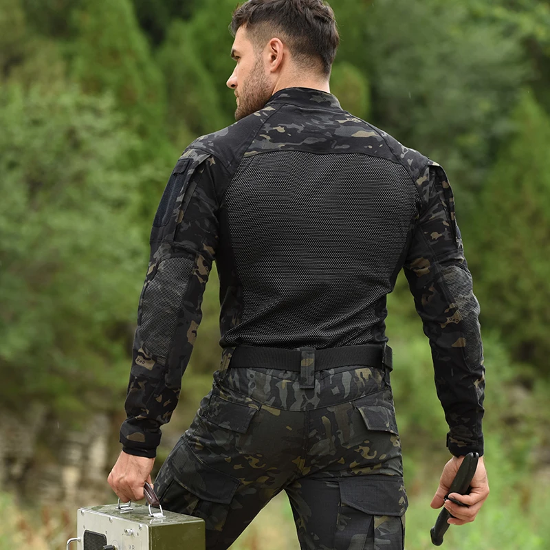 Breathable Rip stop Long sleeves T-shirt Camouflage Uniform Summer Suits Tactical Camouflage Shirts