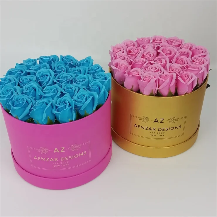 Wholesale elegant round paper flower box florist gift packaging with cards