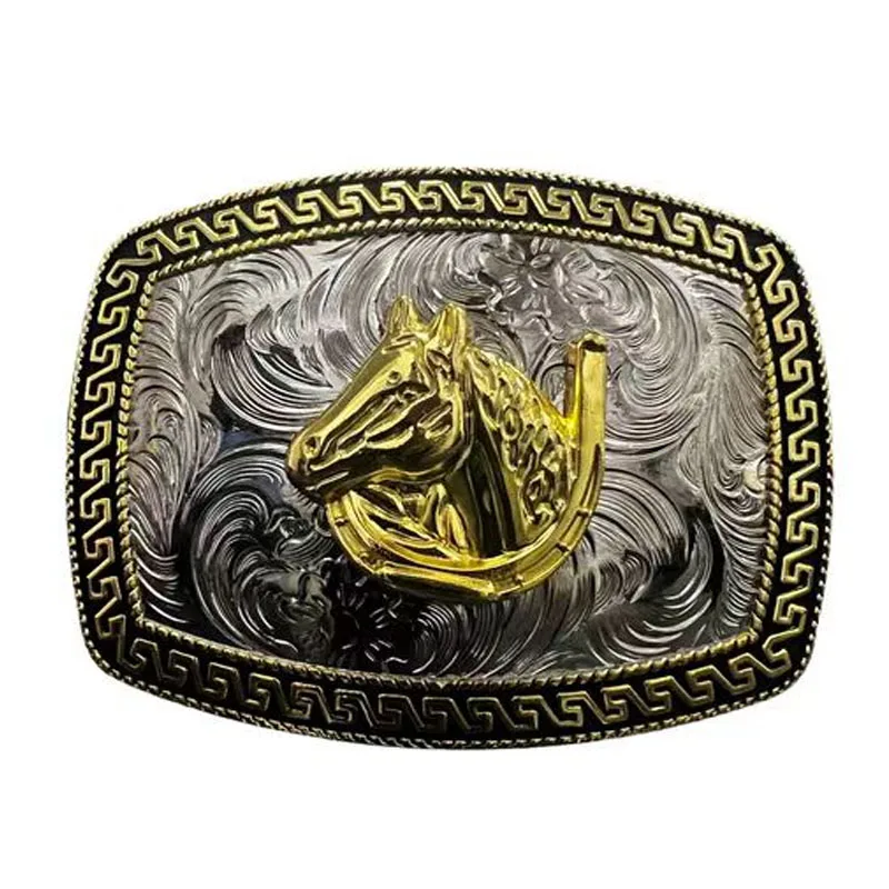 Manufacture Make Your Own Logo High Quality Gold Plated Metal Cowboy Belt Buckle for Men
