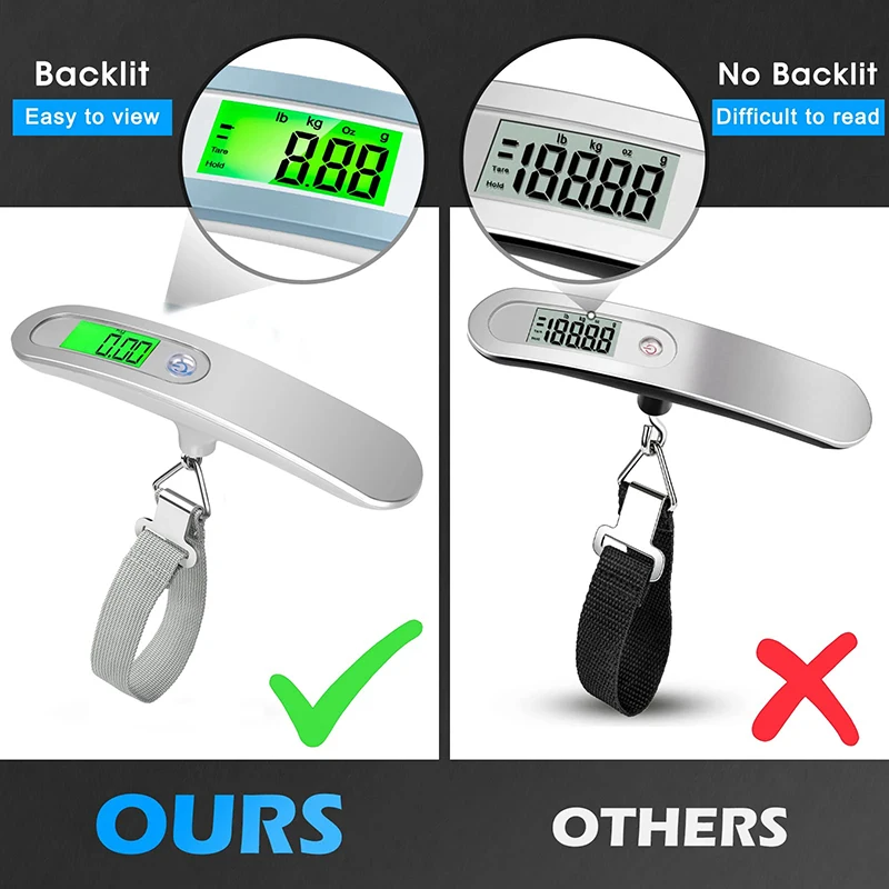 Changxie Wholesale New Arrival 50kg LCD Backlight Display Strap Travel Hand Stainless Travel Luggage Scale Digital