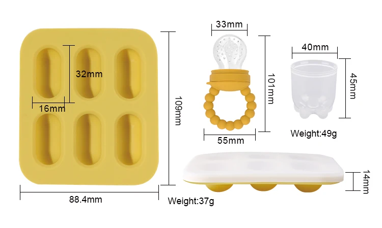 New Silicone Baby Products Nibbler Pacifier Freezer Ice Cube Tray Breast Milk Popsicle Mold Infants Baby Fruit Food Pacifier Set