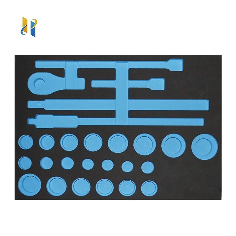 HYH Factory Custom Storage Black Cut Packaging Inlay EPE EVA Shadow Foam Tool Box Insert for Packaging Shapes Trays