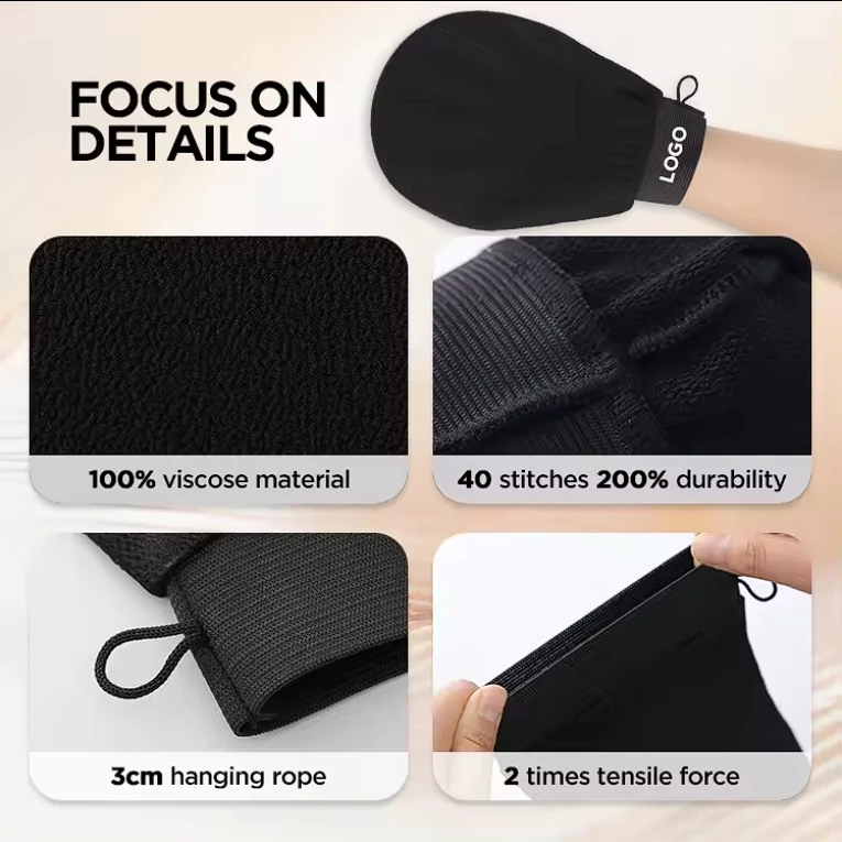 100% Viscose Deep Cleaning Skin Moroccan Kessa Exfoliating Mitts Body Scrub Glove For Home And Hotel Use
