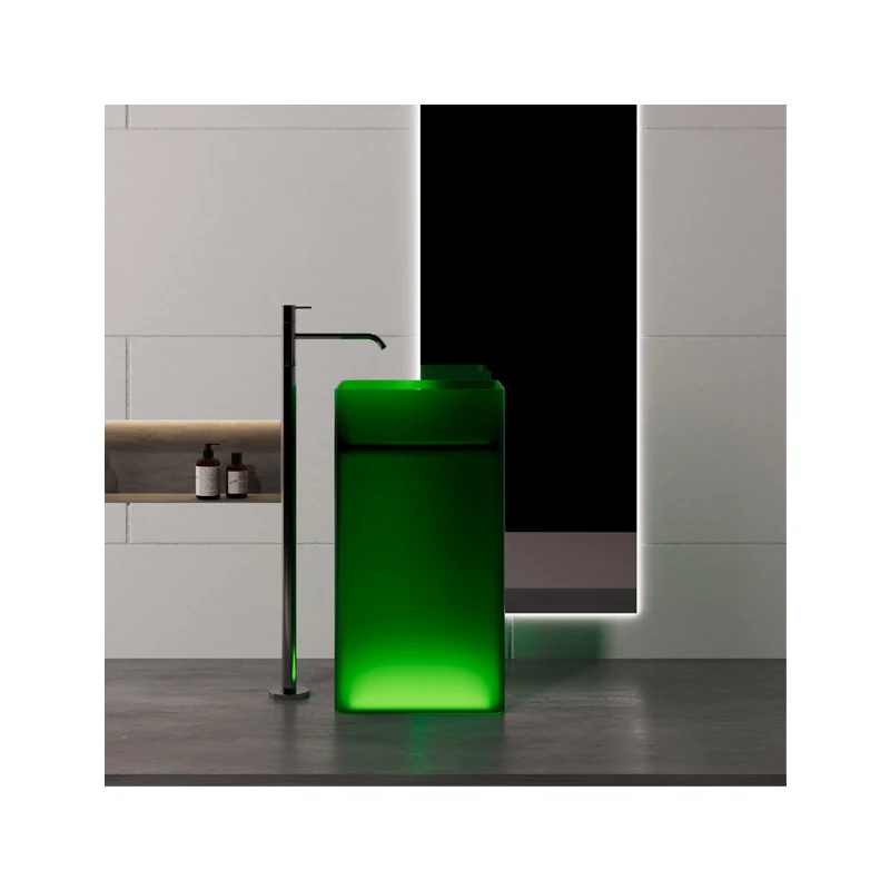 Good Quality Freestanding Bathroom Sinks Transparent Wash Basin Resin Material for Home Washroom