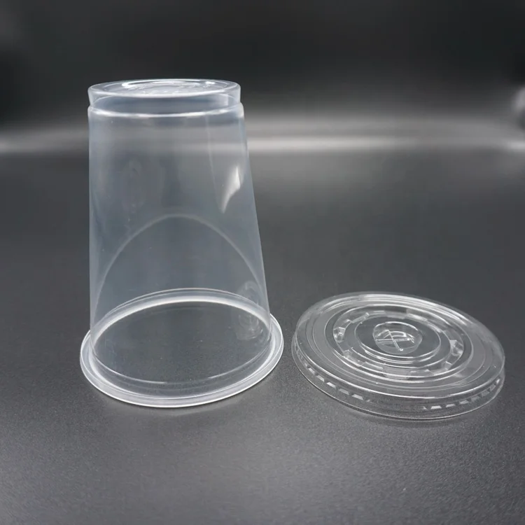 High Quality 12Oz Non-Cracking Round Shape Clear Pp Juice Cup Disposable With Flat Lid Vendor