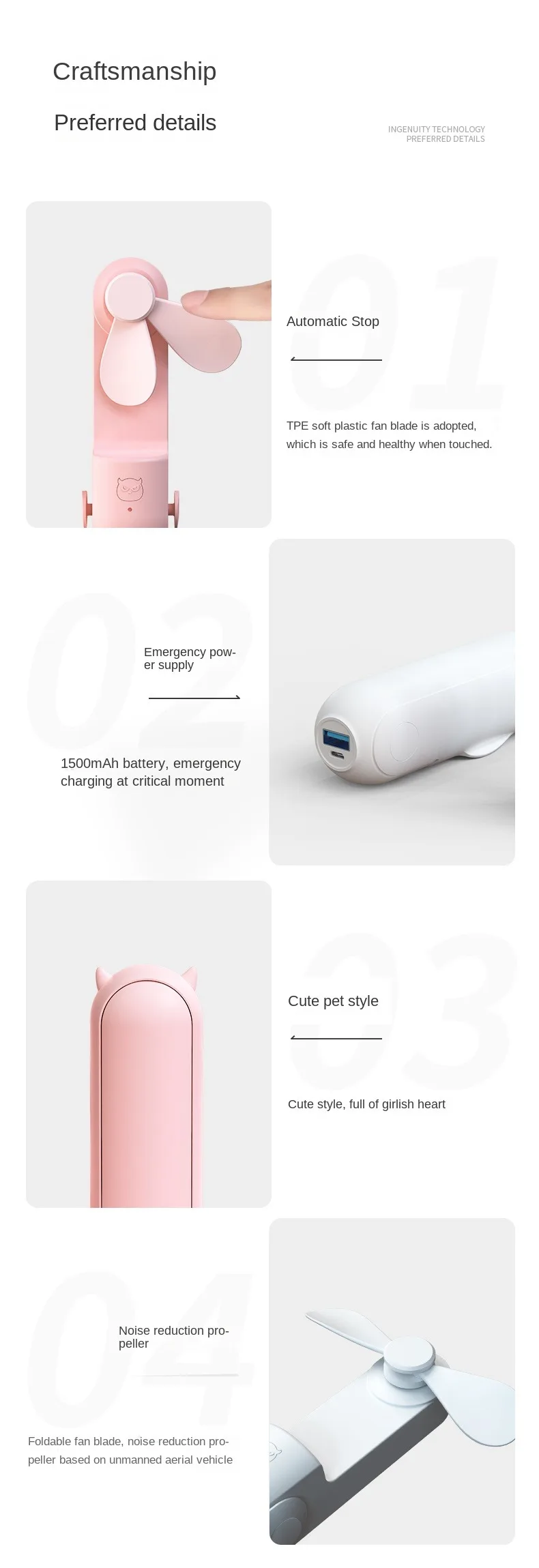 2022 New Fashion Mini Rechargeable Fan Multifunction Portable Fan With Low Noise Wholesale Handheld Fan