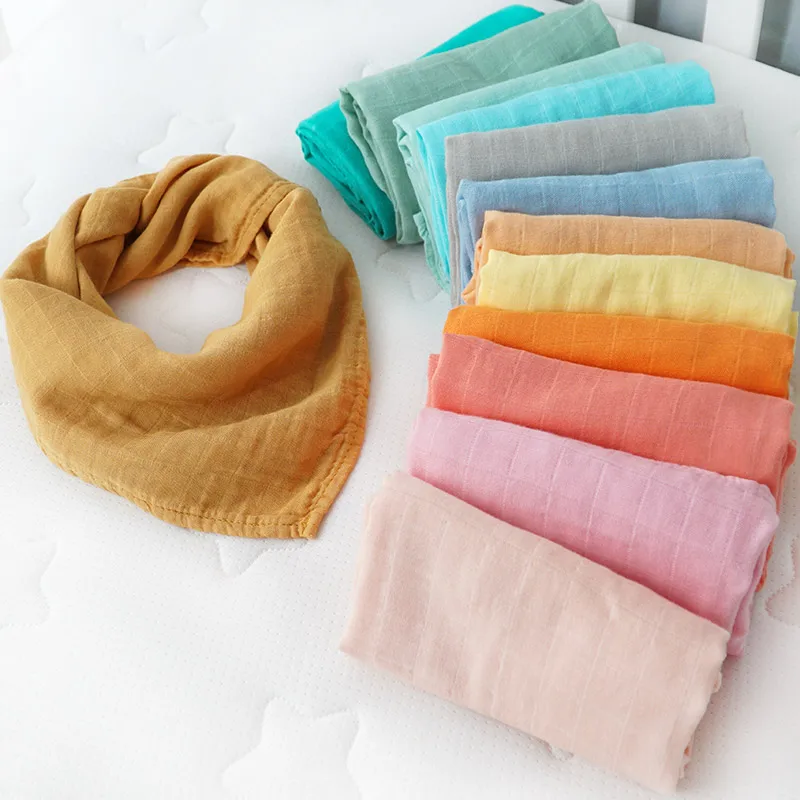 Super Soft Bamboo Cotton Bibs 60*60 With Plain Baby  Muslin Blanket