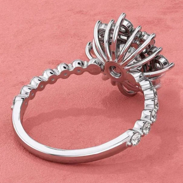 New Style 925 Sterling Silver D VVS Moissanite Jewelry Ring Marquise Diamond Flower Ring Gift for Women