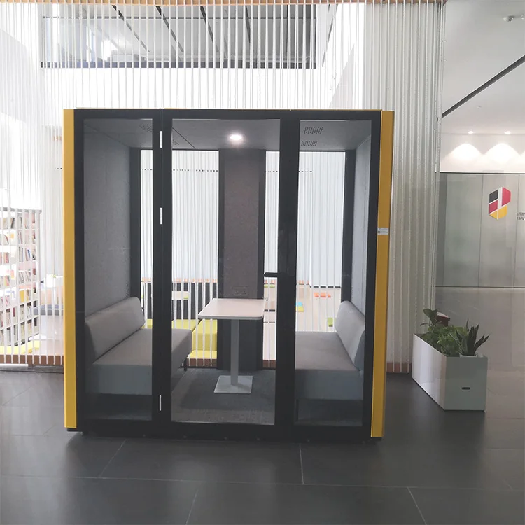 Smart training pod 4 person office meeting pod Large soundproof booth Acoustic Office Phone Booth
