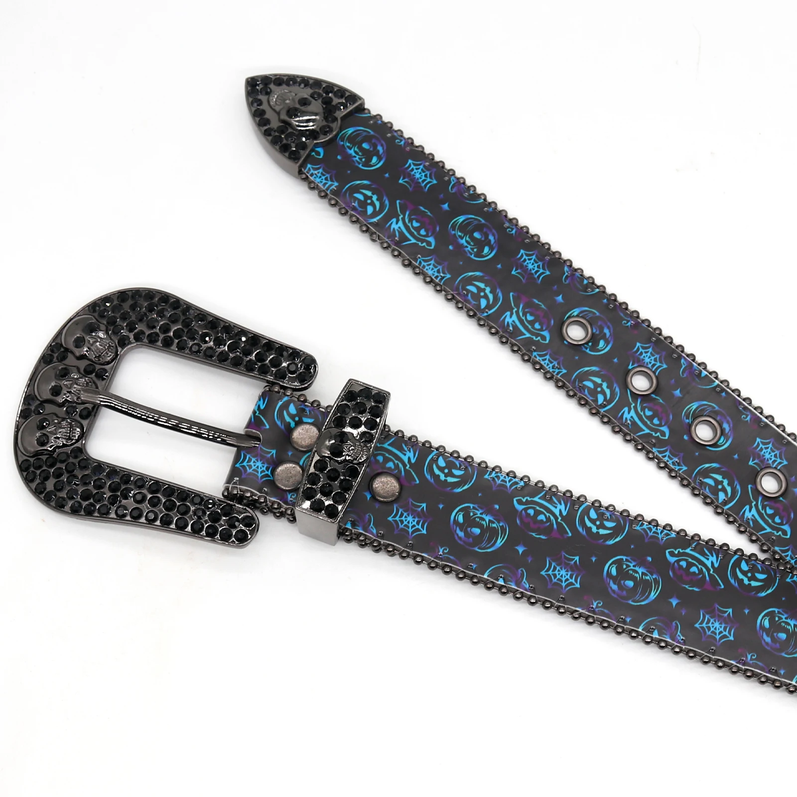 Designer Brand Western Halloween Diamond Belt With Skull Bad Girls Skull Rhinestone Blue Crystal Belt