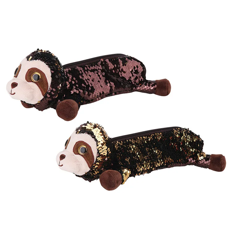 Cute Custom Logo Furry Lion Design Pencil Pouch School Supplies Fluffy Pencil Case Bag for School