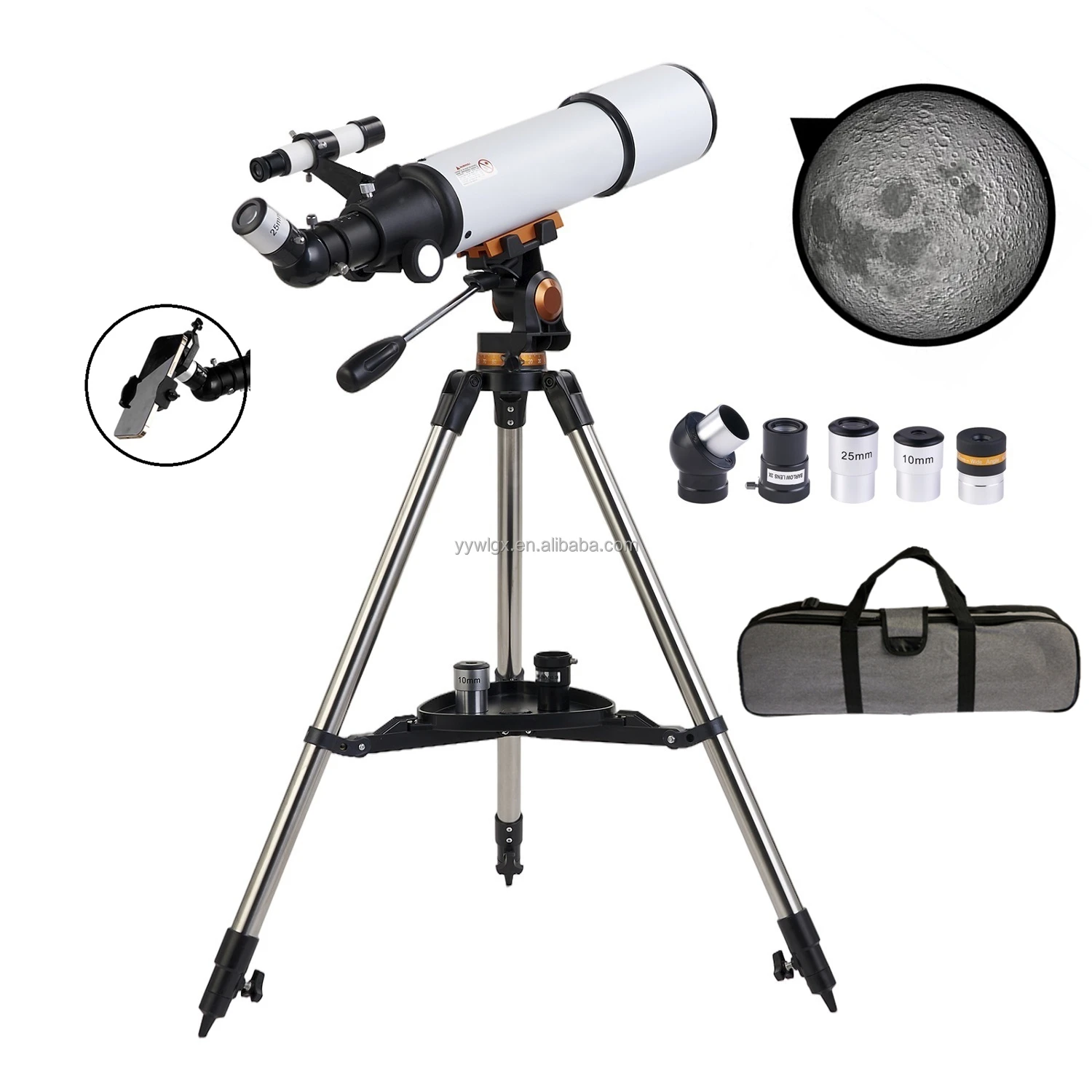 Astronomical telescope 80500 with Smartphone Adapter with 5*24 finder scope astronomic telescopio 50080