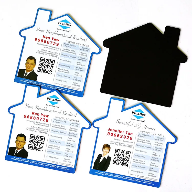 Customized 2025 Calendar Magnetic Name Card Fridge Magnet House Shaped Fridge Magnet For Realtors