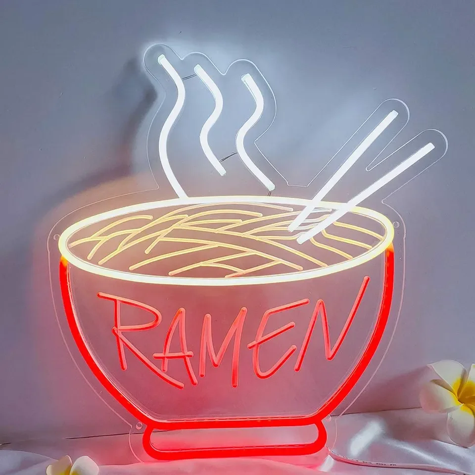 Hot Selling Unique Neon Sign Noodles and Bowls LED Neon Restaurant Home Art Logo USB Decoration Neon Light