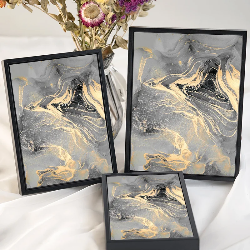 Wholesale Art Prints photo frame  modern gold abstract wall art oil painting for home decor living room marcos de fotos