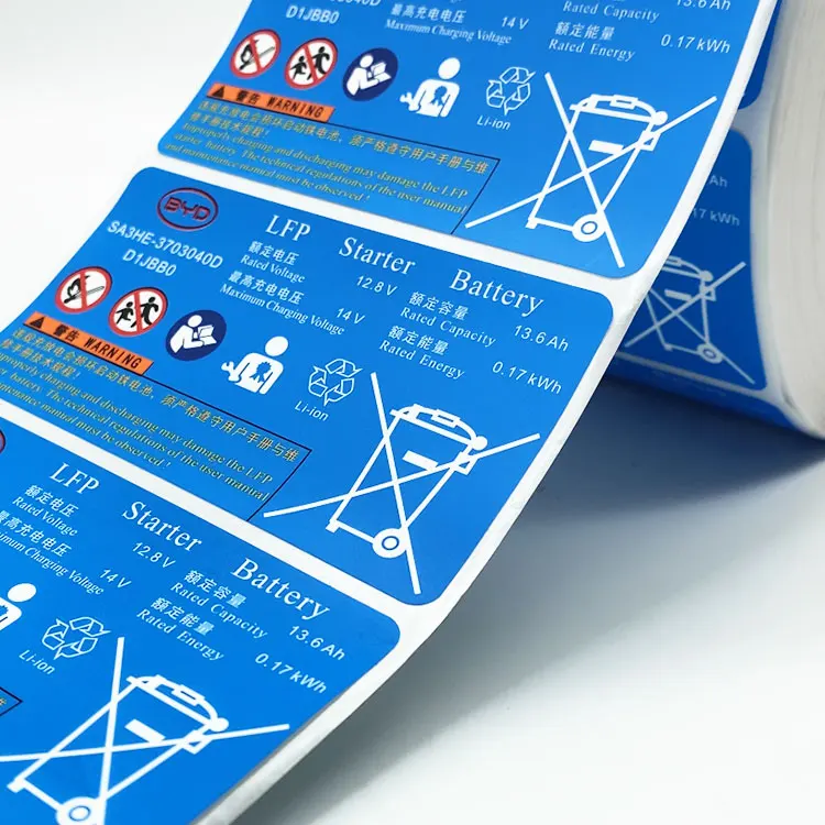 Custom AAA alkaline battery 12.6V Heat Shrink label High temperature resistant battery PVC self-adhesive label sticker