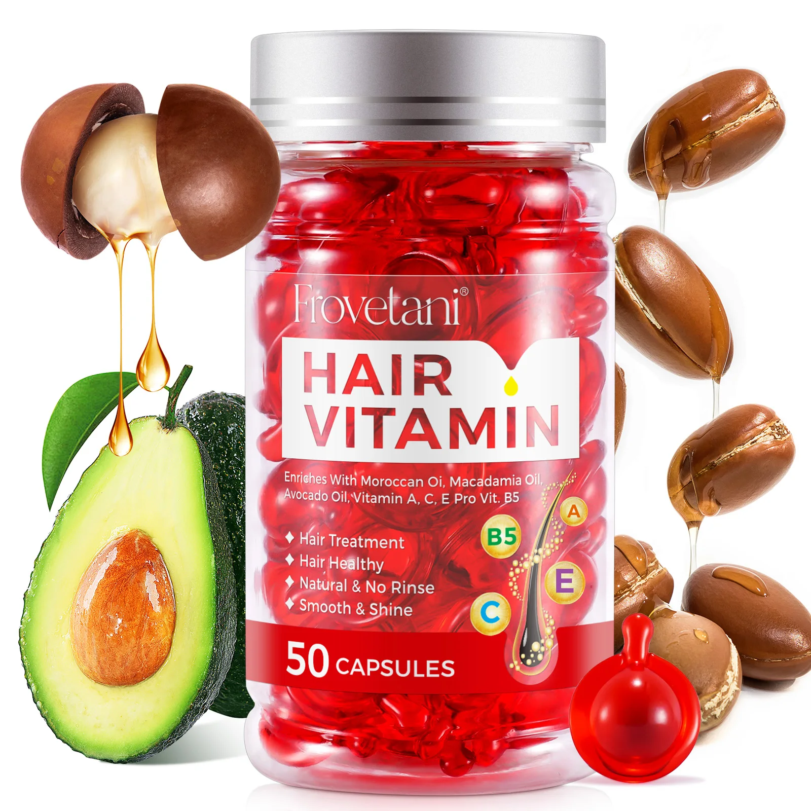 FROVETANI deeply hydrates nourishes smooth shine hair care oil vitamin c e capsules softgel capsule hair vitamin b5 capsules