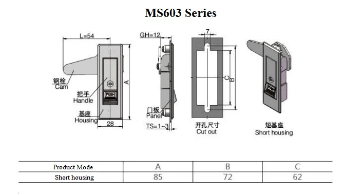 LIDA door lock manufacturers electrical cabinet box plane lock MS603 industrial electric panel latch lock