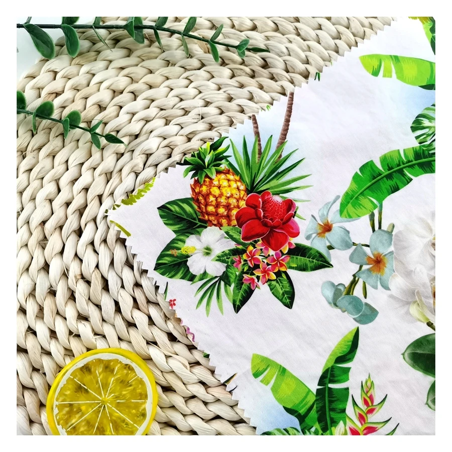 Top Selling 2024 summer hot sale tropical design cotton fabric printing hawaii fabric for shirt