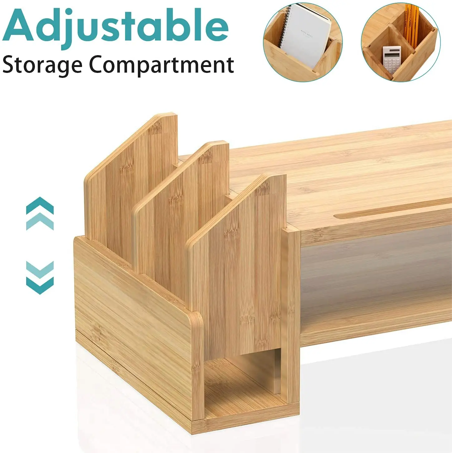 Combohome Natural Bamboo Computer Desk With Phone holder Monitor Laptop Stand