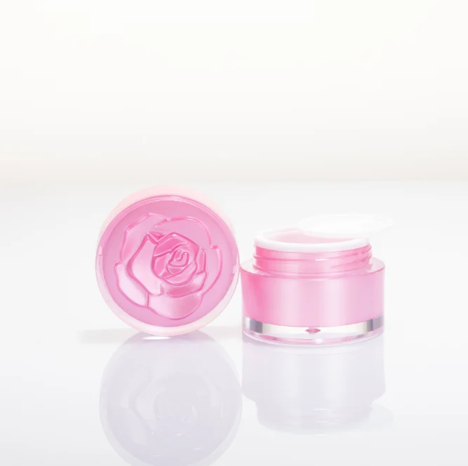 
Wholesale Cosmetic Packaging 10g 20g 30g Cosmetic plastic cream jar round skin care product jars with rose cap CYT19010-G2 