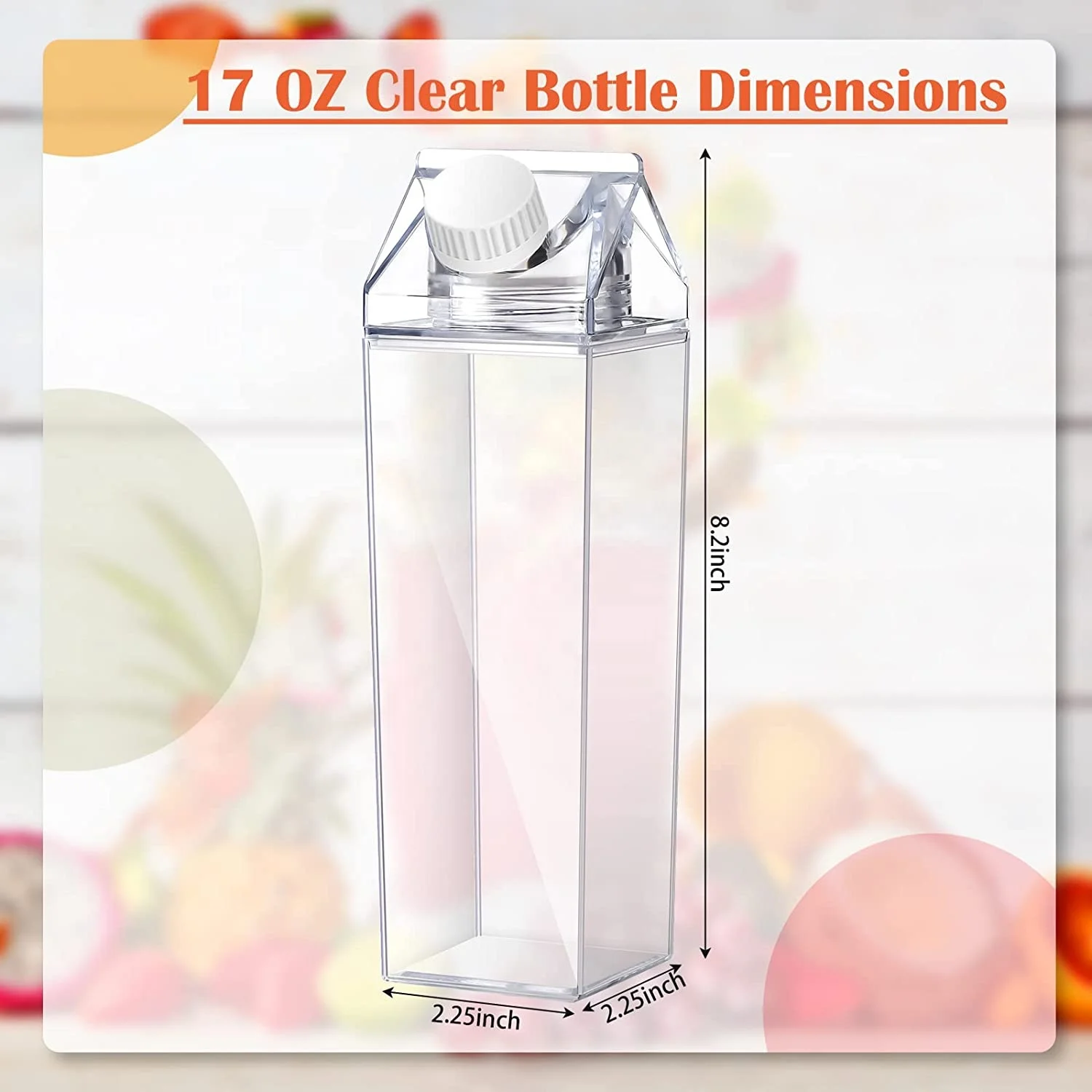 17oz Leakproof Clear Milk Carton Water Bottle Square Milk Box Portable Juice Bottle