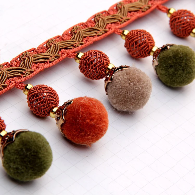 2014 New Design Braid Bead With Fringe TRIM  For Curtain, Drapery