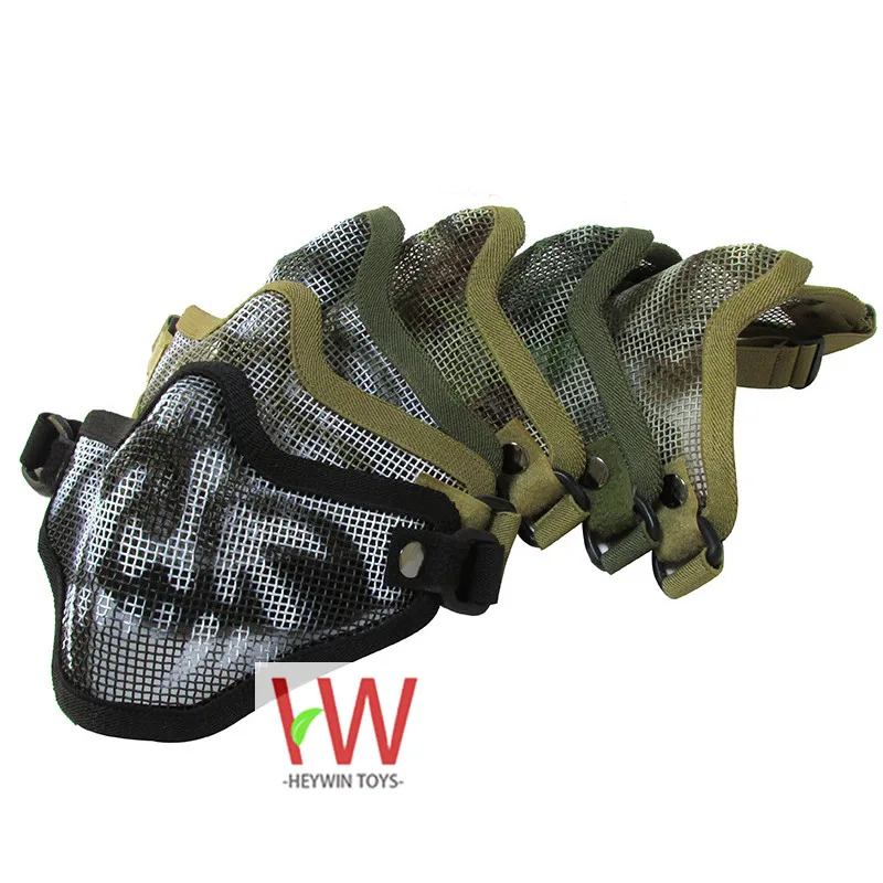Outdoor self-defense equipment Half face steel wire protector Tactical protective mask V1 Single belt sports Face shield(HM11R)