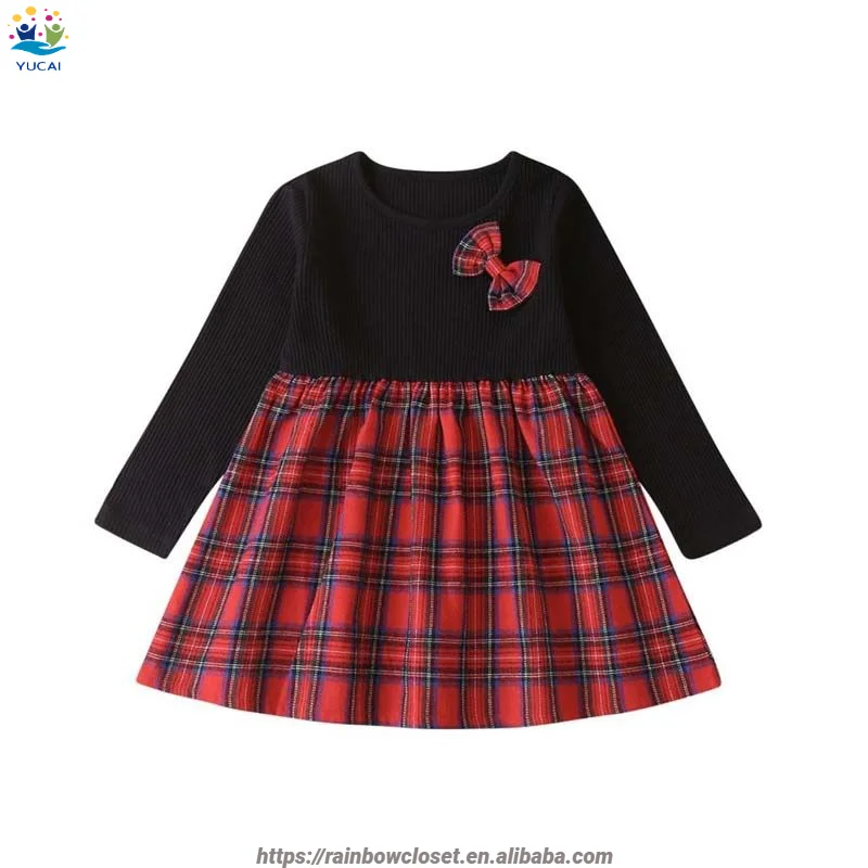 Spring Fashion Set for 12-Year-Old Girl Long Sleeve Tee Shirt and Red Plaid Skirt 2-Piece Kids Clothes Set