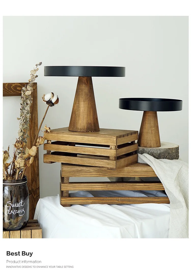 Factory direct dessert table cake stand ins style wedding photo prop tray Nordic log cake display trays
