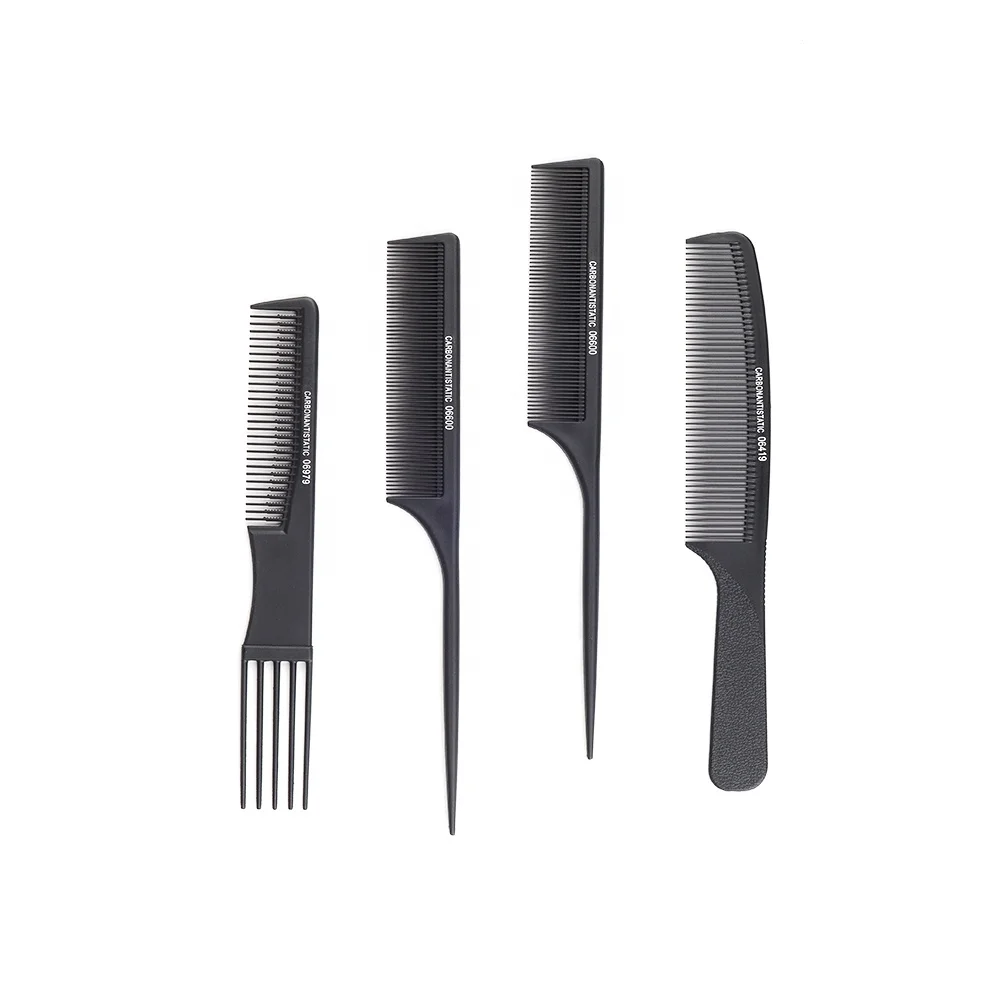 9Pcs Salon Hair Plastic Pro Styling Hairdressing Combs Barbers Black Brush Set