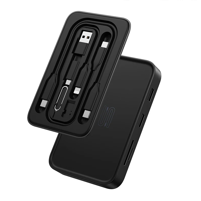 JSAUX 2021 Magnetic USB C PD 100W Charging 4K 60HZ 2 USB Ports SD TF Card Reader Built in MFI USB C Cable Docking Station