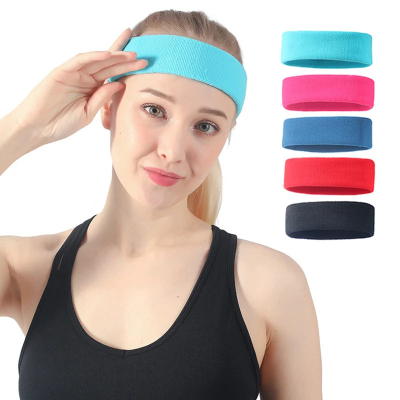 Custom Logo Sports Gym Tennis Volleyball Basketball Cotton Sweat Headbands For Women